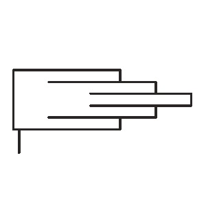 Símbolo de cilindro telescópico de simple efecto